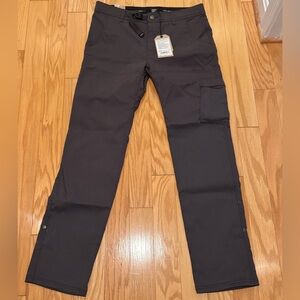 NWT Prana Stretch Zion Straight Pant Slim Fit Dark Iron / Dark Gray 32 x 32